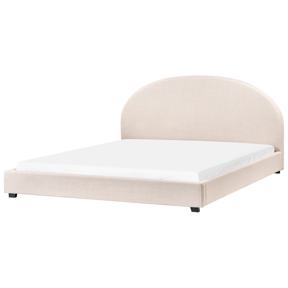 Letto con rete design retrò minimalista tessuto beige chiaro poliestere 180 x 200 cm