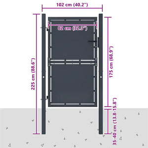 Cancello per Giardino in Acciaio 100x175cm Antracite cod mxl 51797