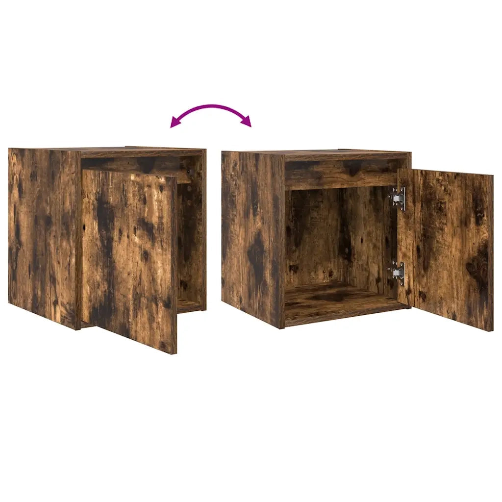 Comodino a Muro-Tavolino da notte sospeso Rovere Fumo 38x34x40 cm 837525