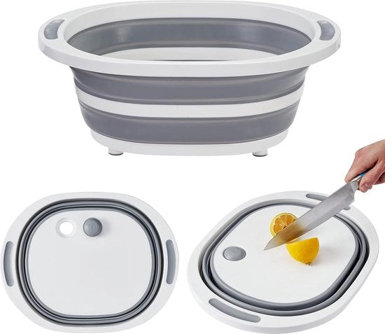 Afvoerstop con Snijplank Raccogliere - Accessorio di Cucina per Campeggio con Stop Valvola, Adatto come Scudo di Vasca o Contenitore