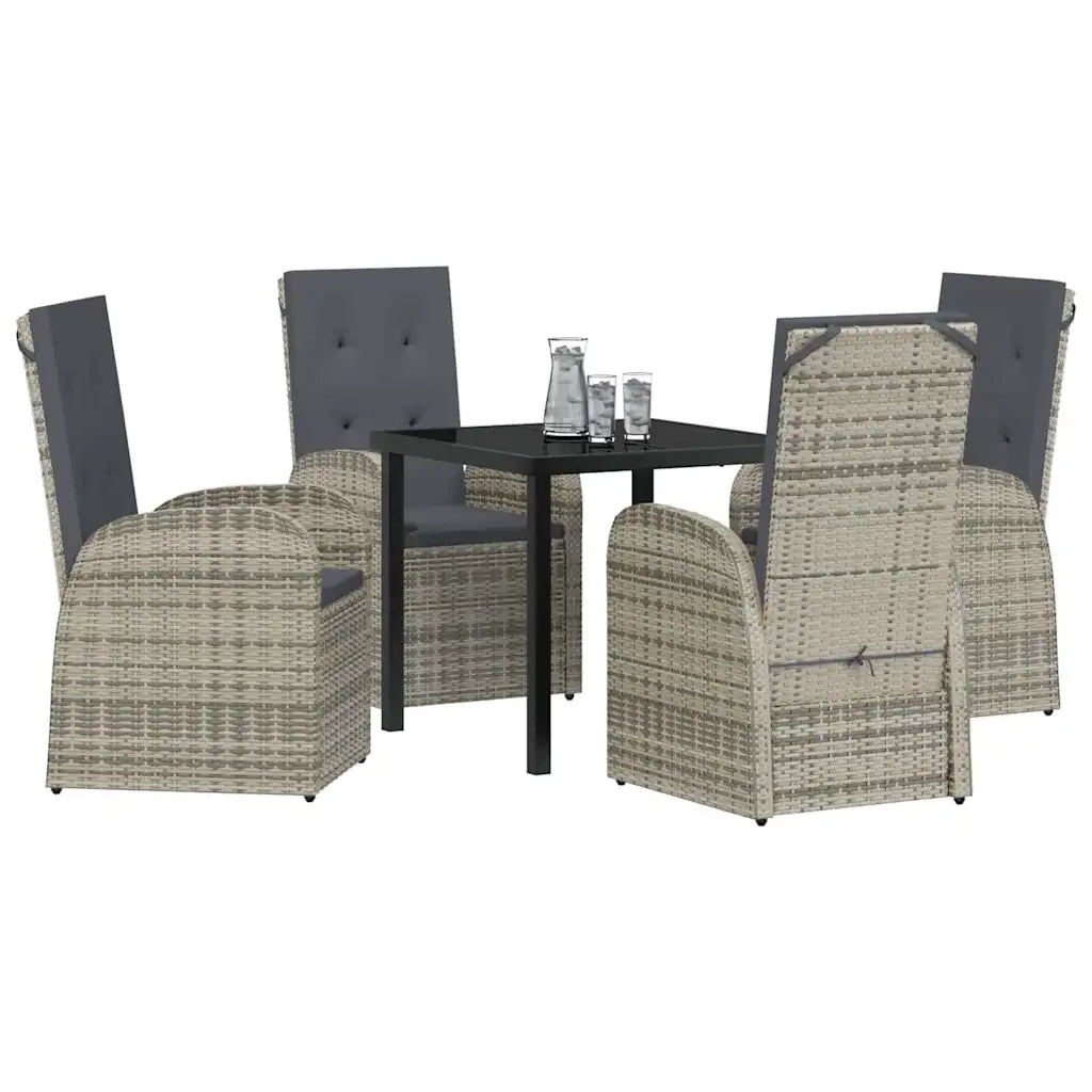 Set da Pranzo per Giardino con cuscino 5 pcs Grigio polyrattan 3379479
