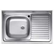 Lavello appoggio acciaio inox 80x50 cm una vasca e gocciolatoio destro SA216