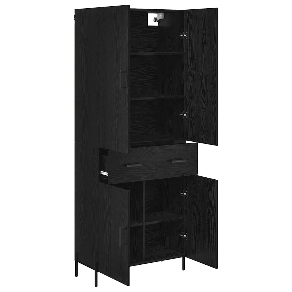 Credenza | Madia | Buffet da pranzo | Armadio da pranzo Rovere Nero 69,5 x 34 x 180 cm Legno multistrato