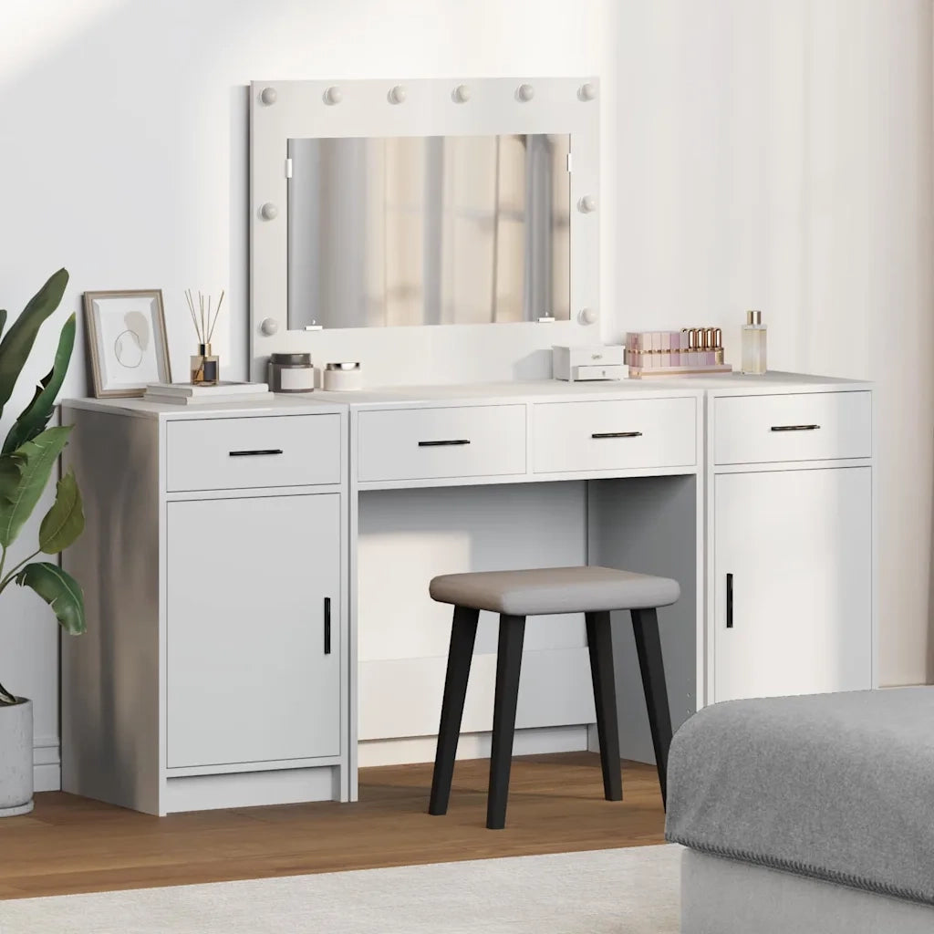 Tavolo da Trucco con cassetto 3 pcs Bianco Legno multistrato 3334245