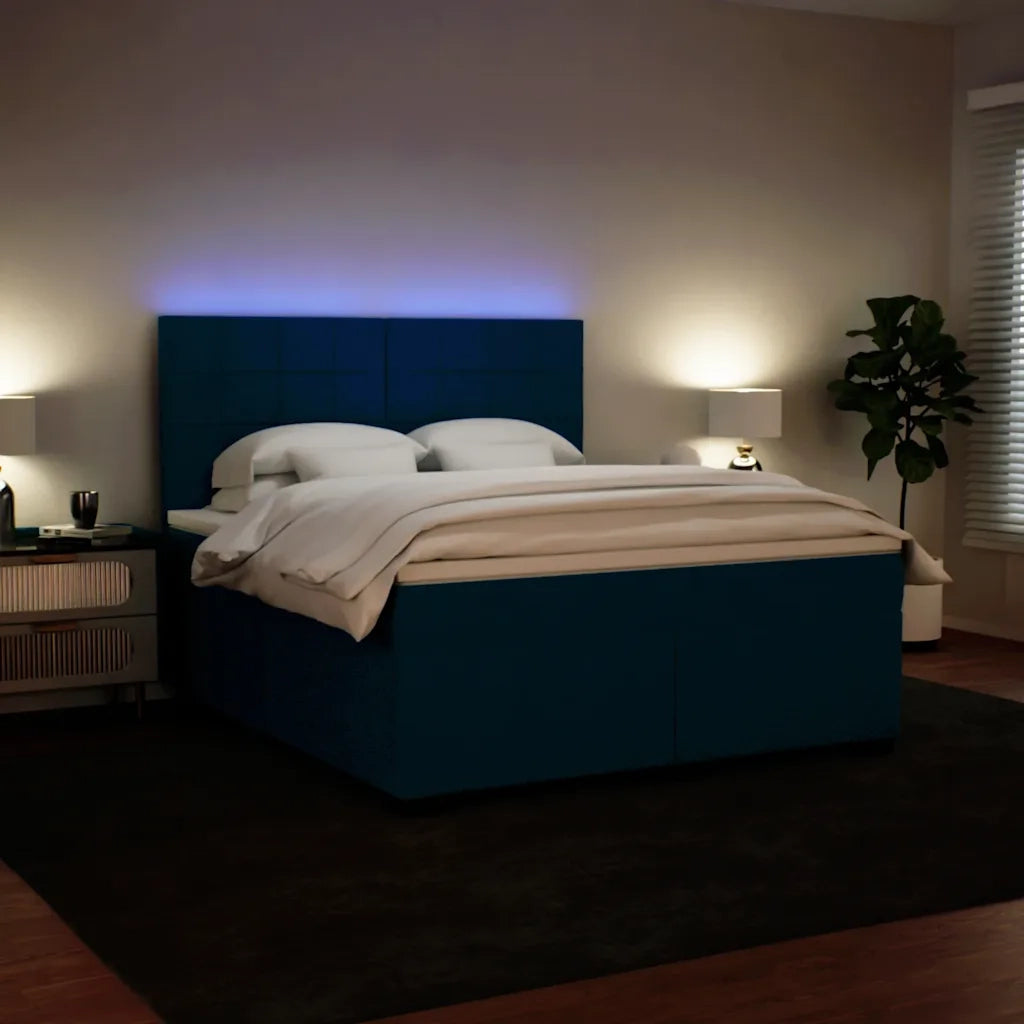 Giroletto a Molle con Materasso Blu 180x200 cm in Velluto