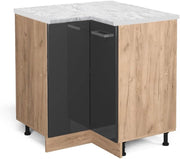 Mobile ad angolo cucina R-Line, Antracite lucido, 75.6 cm PL Marmo, per la libera combinazione all'interno di sistemi cucina modulari