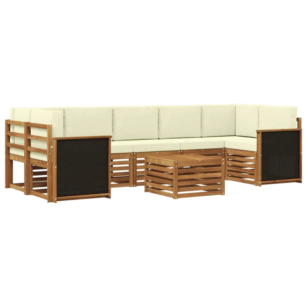 Set di divani da esterno con cuscino 8 pcs Naturale e Crema