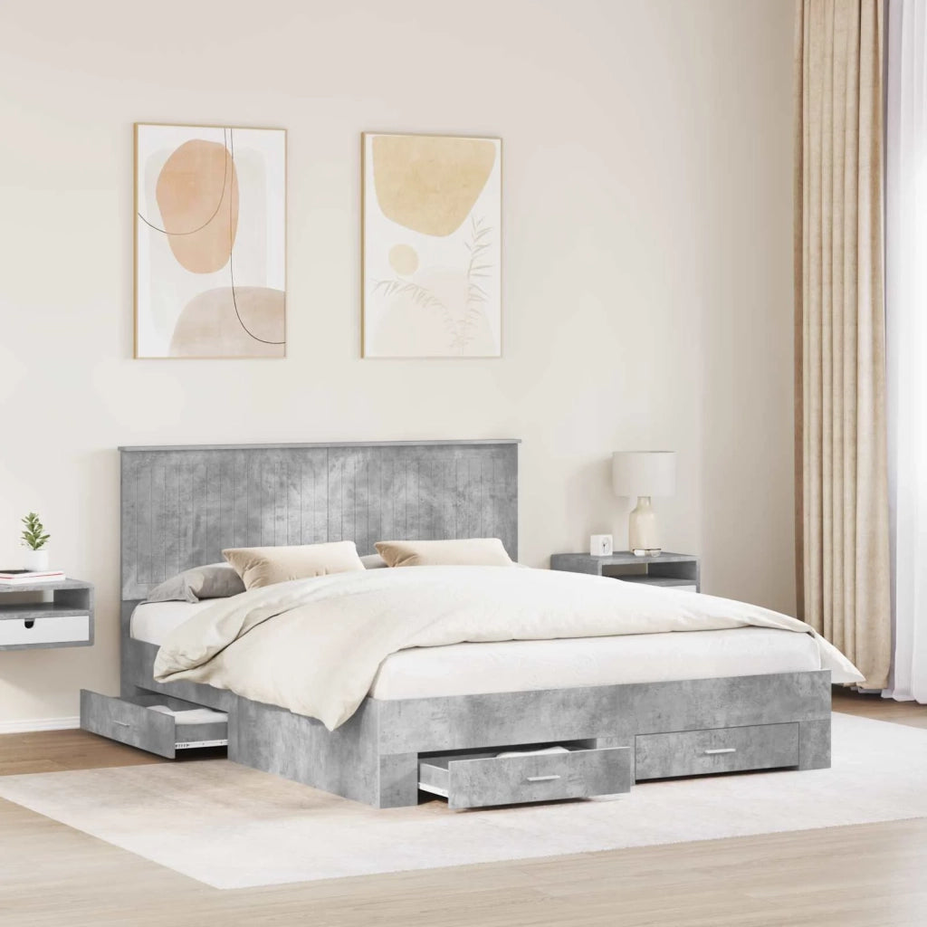 Struttura del letto con testiera Grigio cemento 160 x 200 cm 3411283