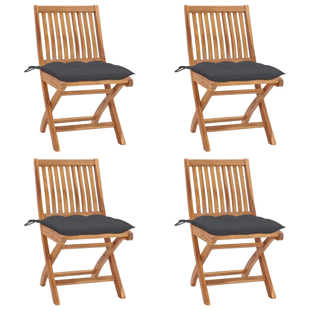 Sedie da Giardino Pieghevoli con Cuscini 4 pz Massello di Teak cod mxl 72174