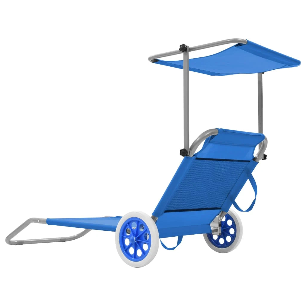 Sdraio sedia a sdraio lettino da giardino prendisole terrazza mobile da esterno pieghevole con tendalino e ruote in acciaio blu 02_0012823