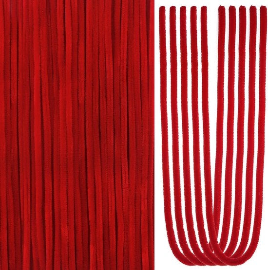 Pijpenragers 100 pezzi - Rosso scuro - 60 cm - Chenille - Materiale per nodi per bambini - Progetti creativi