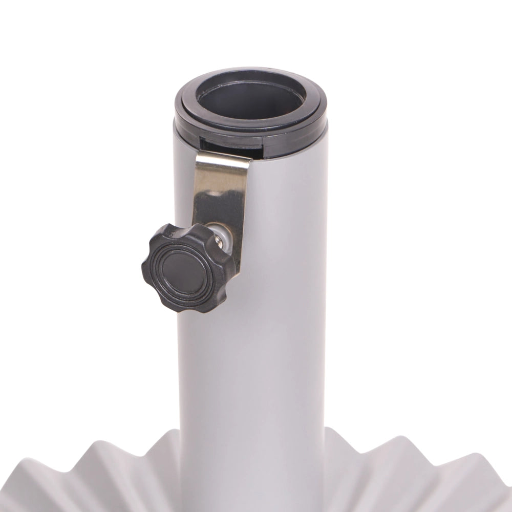 Base per ombrellone in acciaio scanalato verniciato a polvere, resistente alle macchie e all'acqua, con palo regolabile, grigio
