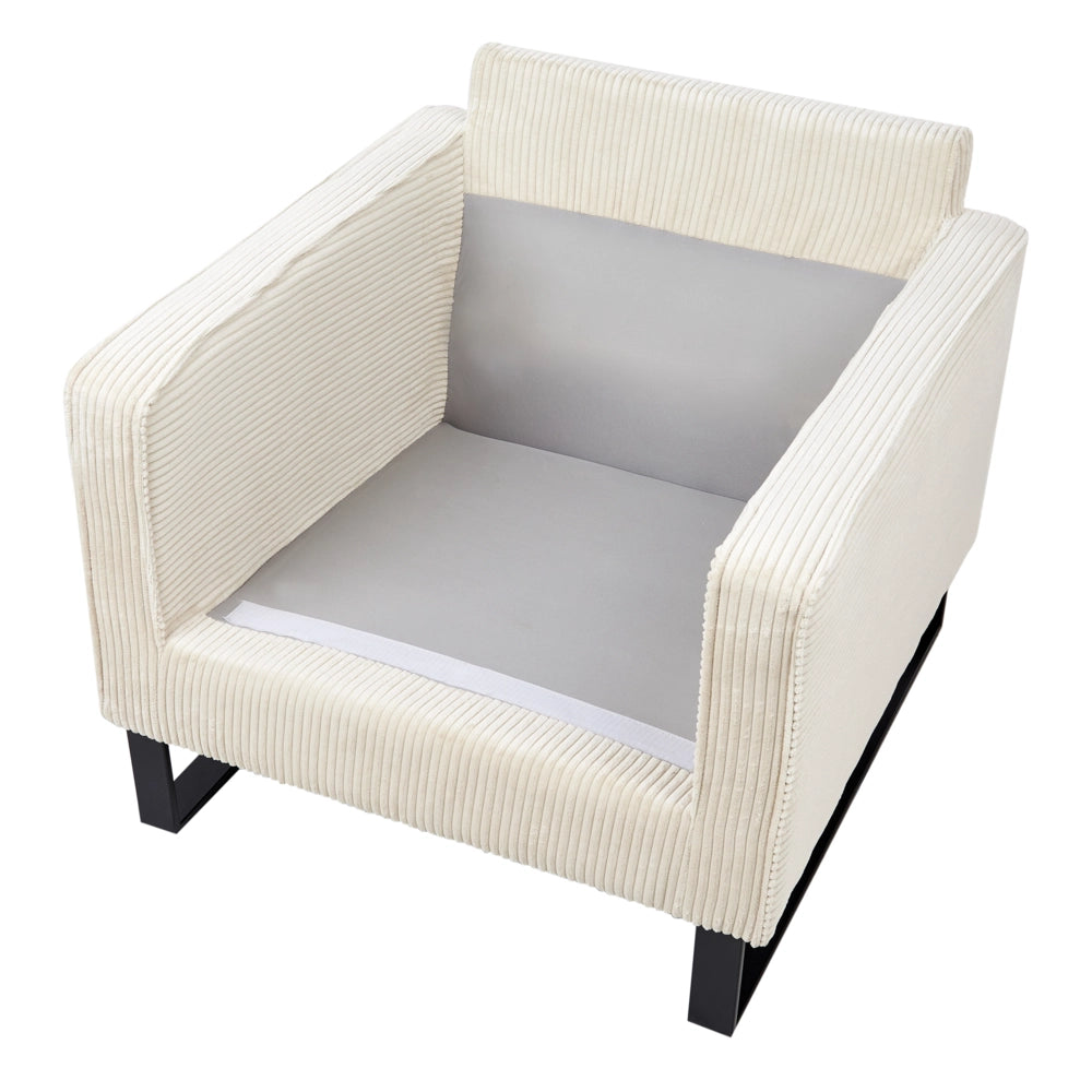Poltrona in velluto a coste beige chiaro Soggiorno stile Moderno contemporaneo
