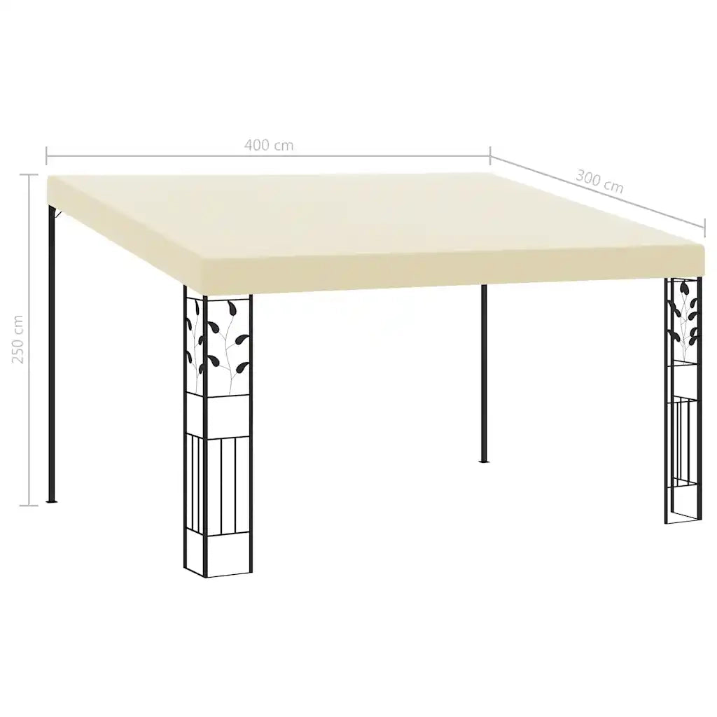 Gazebo | Pergolato a Parete 4x3x2,5 m Crema
