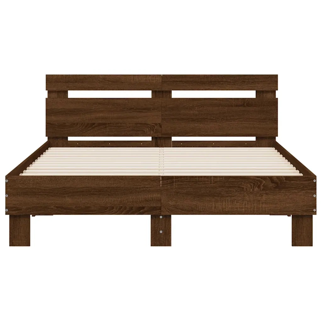 Giroletto Testiera-Struttura Letto Rovere Marrone 135x190 cm Legno Multistrato