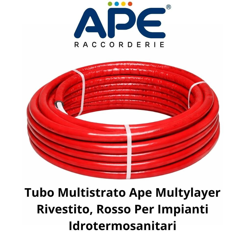 Tubo multistrato ape multylayer rosso per impianti idrosanitari e riscaldamento *** diametro 16 millimetri, lunghezza...