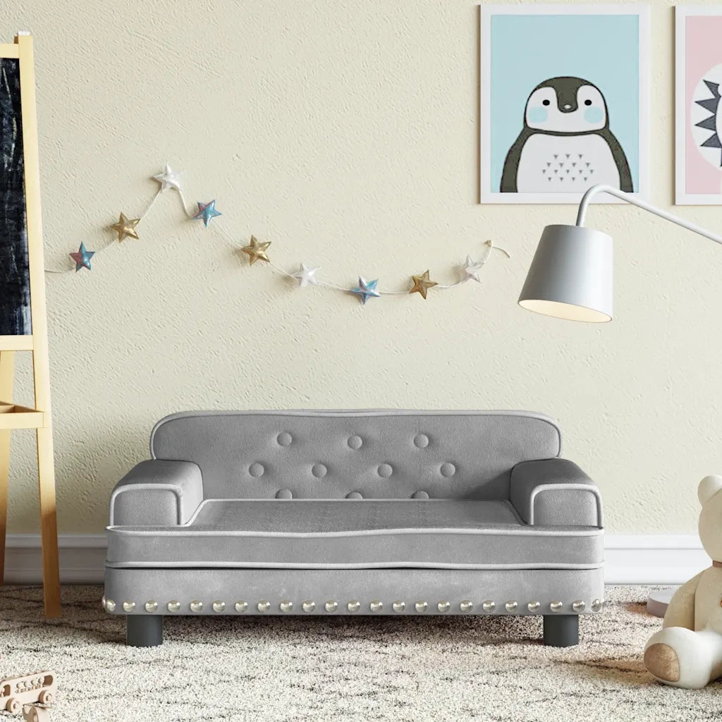 Divano per Bambini Grigio Chiaro 70x45x30 cm in Vellutocod mxl 93856