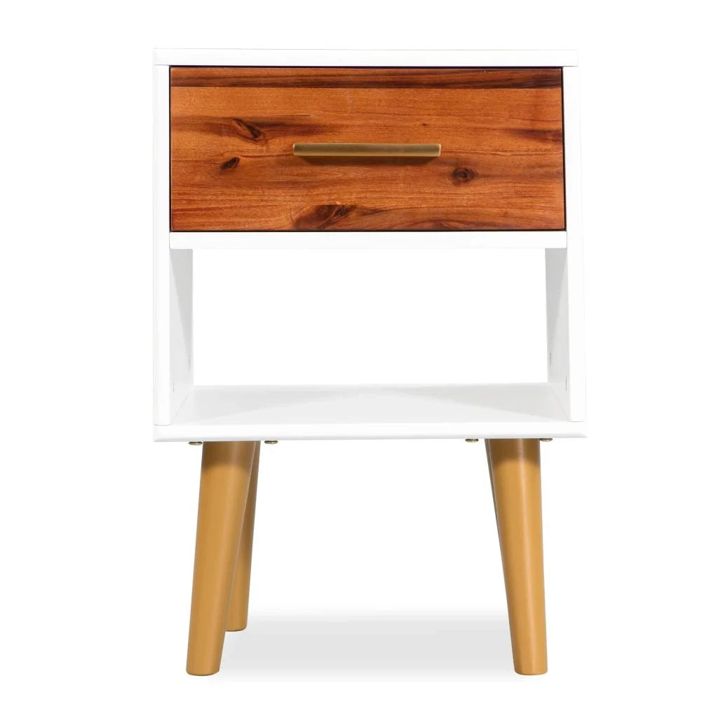 Comodino cassettiera mobile per camera da letto 40 x 30 x 45 cm legno massello di acacia 1402081