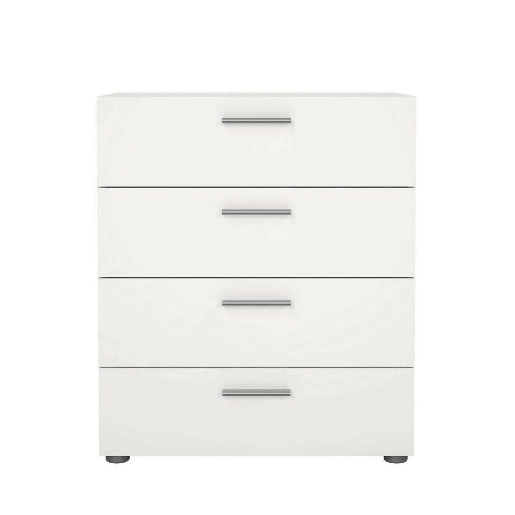 Cassettiera a quattro Aramis, colore bianco, cm 70 x 82 x 40