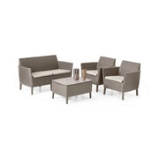 Set salotto da esterno Whitby, Salottino outdoor, Set da balcone o giardino, Composizione soggiorno per esterni, 133x67 h76 cm, Tortora