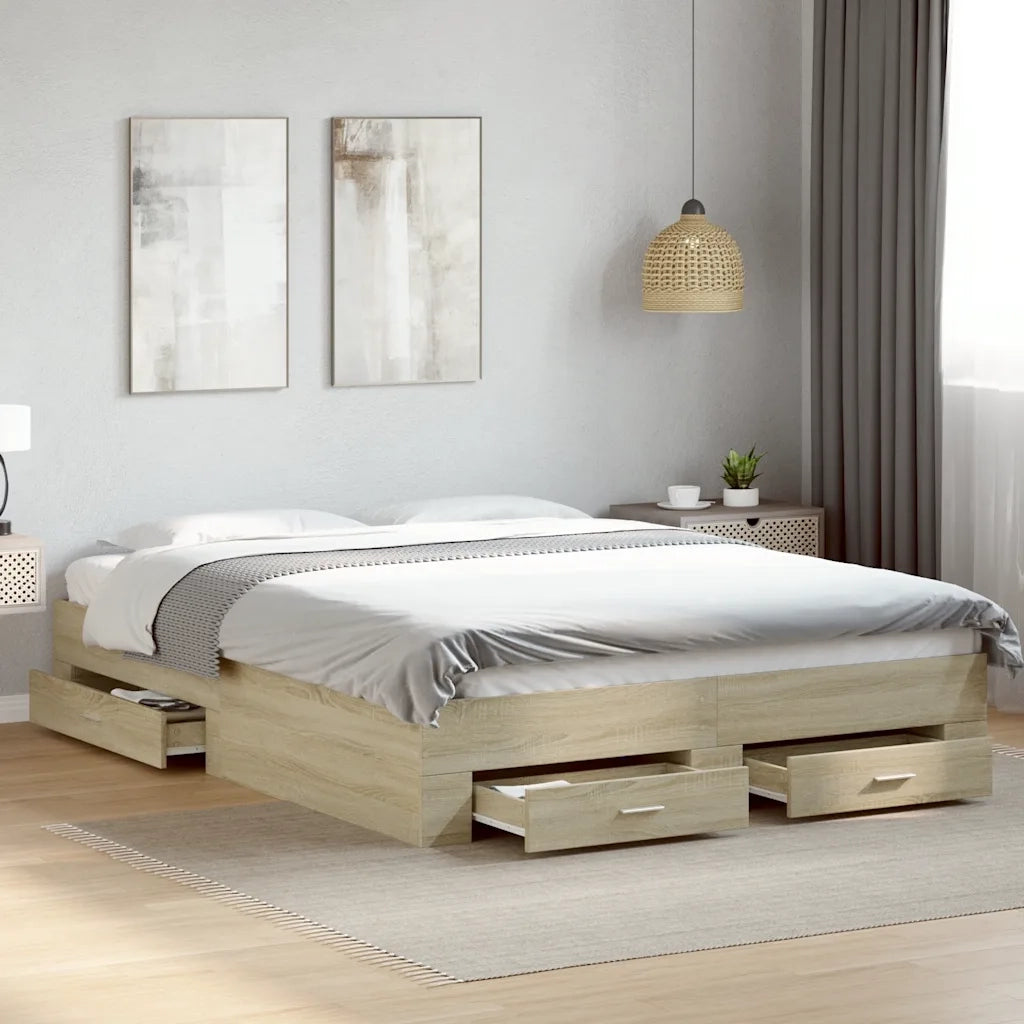 Giroletto Cassetti Rovere Sonoma 150x200 cm Legno Multistrato 3280379
