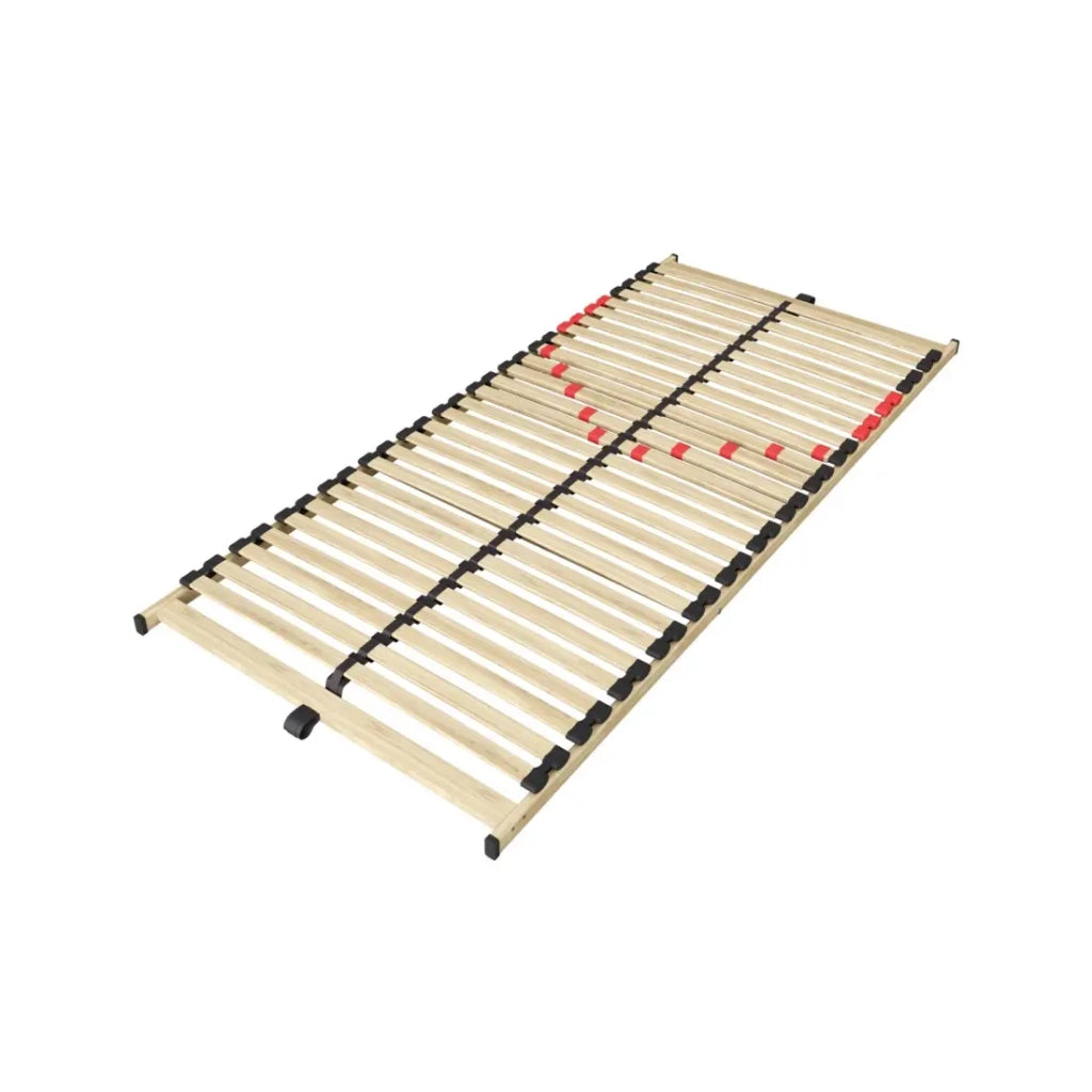 Base per letto ZITTARO – 28 doghe – 90x200 cm – Finitura quercia e nero – Supporto rigido e design sobrio