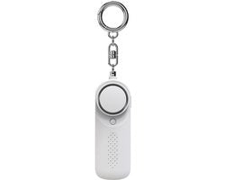 Alarme personale per donne - Suono sicuro - Alarme di sicurezza personale con chiave - 130 dB sirena acuta - Chiave di emergenza con LED faro stroboscopico per donne, bambini e anziani - 8.8x3.1x1.8cm - bianco