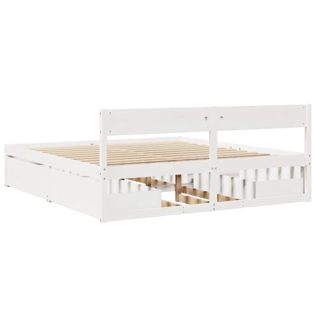 Giroletto senza Materasso Bianco 200x200 cm Legno Massello Pino 3282337