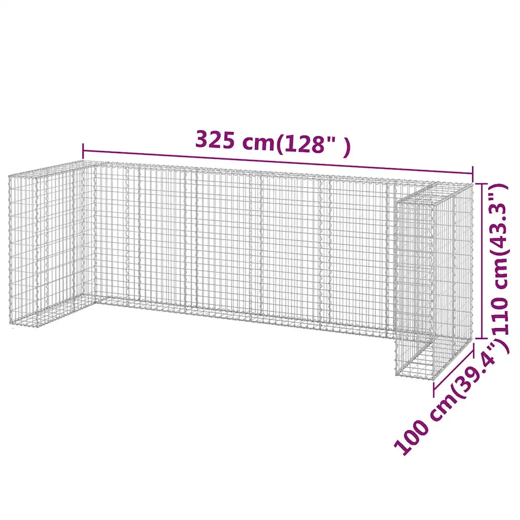 Gabbione per Bidoni in Acciaio Zincato 325x100x110 cm 151301