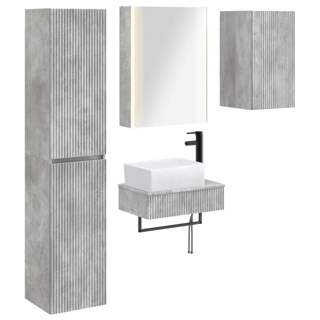 Set di mobili per il bagno 5 pcs Grigio Cemento 3407282