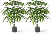 2 Pezzi Pianta Finta di Bambù 100 cm, Pianta Bamboo Artificiale in Vaso Decorazione in Casa e Ufficio, Pianta Finta in PE con 15 Rami da Interno ed Esterno