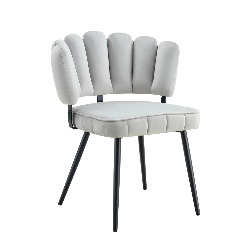 Sedie da pranzo set da 2 80 cm in tessuto grigio chiaro e metallo nero