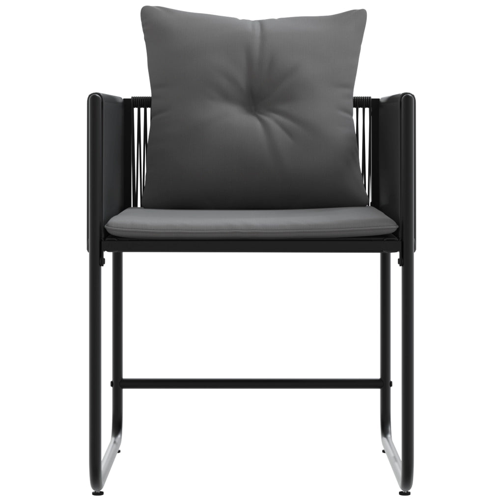 Sedi da Giardino con Cuscini 4 pcs Nero Rattan Polimerico