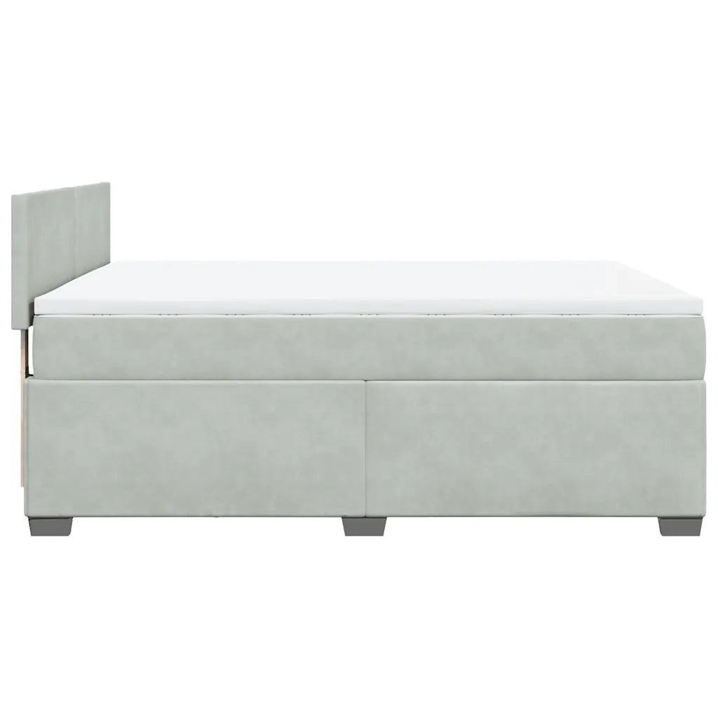 Giroletto a Molle con Materasso Grigio Chiaro 160x200cm Velluto