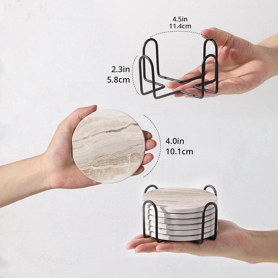 Set di sottopanchine in ceramica marcia (lotto da 6) con fondo di terracotta - decorazione da tavolo e da soggiorno - accessori per la casa