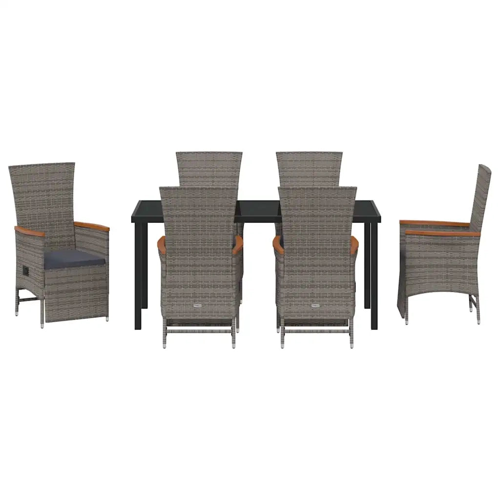 Set da Pranzo per Giardino con cuscino 7 pcs Grigio polyrattan 3379454