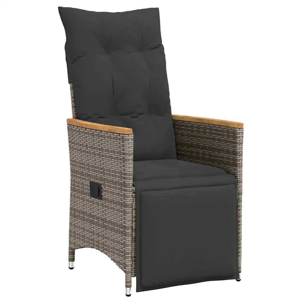 Set da Pranzo per Giardino con cuscino 5 pcs Grigio polyrattan