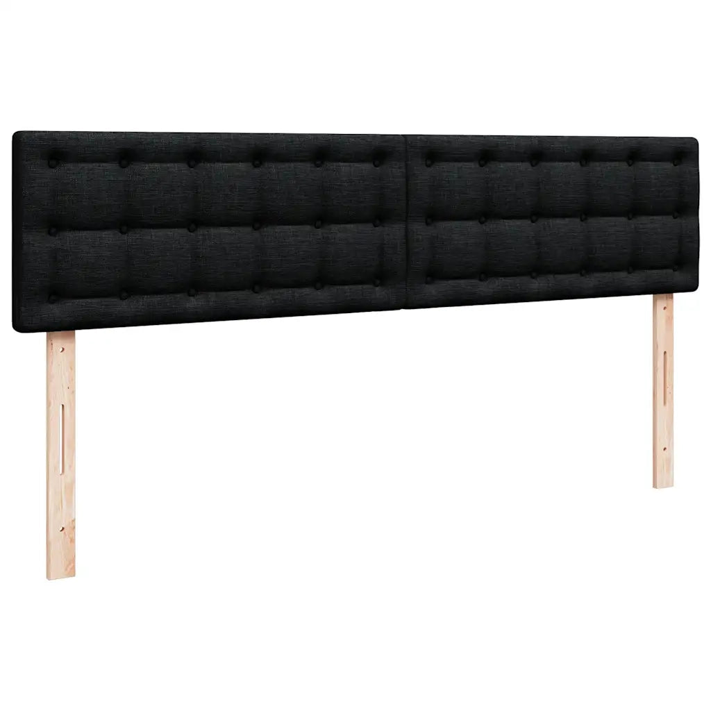 Struttura Letto Pouf con Materassi Nero 180x200 cm in Tessuto 3312038