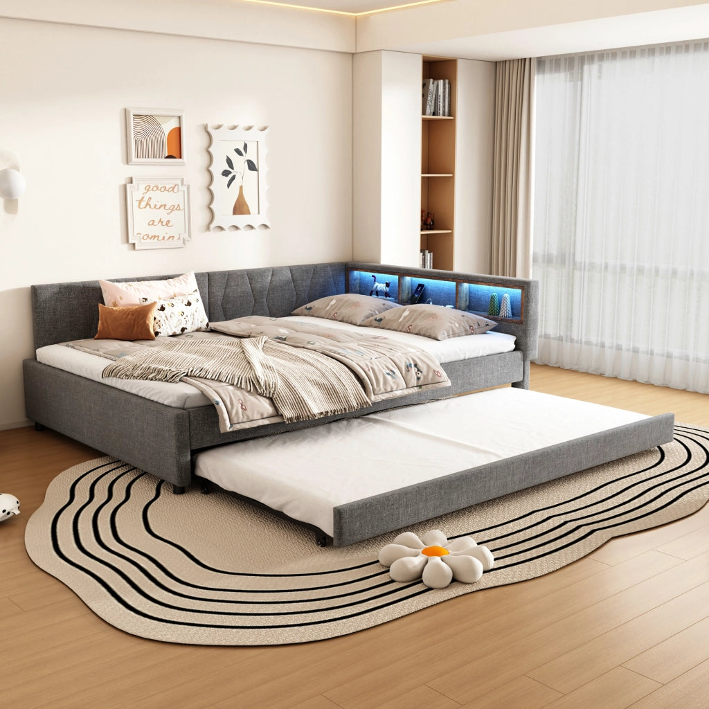Letto giorno funzionale in lino 140x200 cm