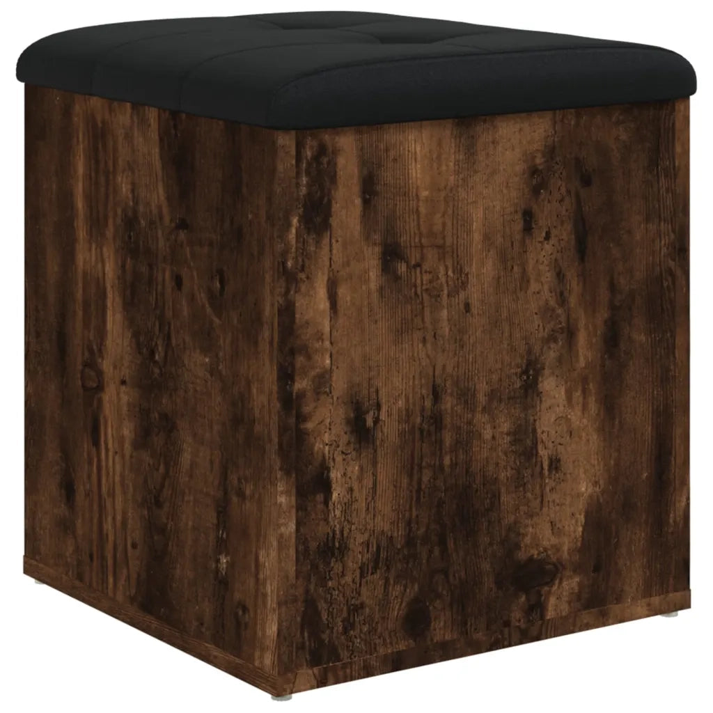 Panca Portaoggetti-Sgabello-Panca con Contenitore Rovere Fumo 42x42x45 cm Legno Multistrato