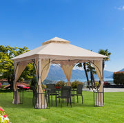 Gazebo da giardino 295 x 295 x 275 cm con doppio tetto beige