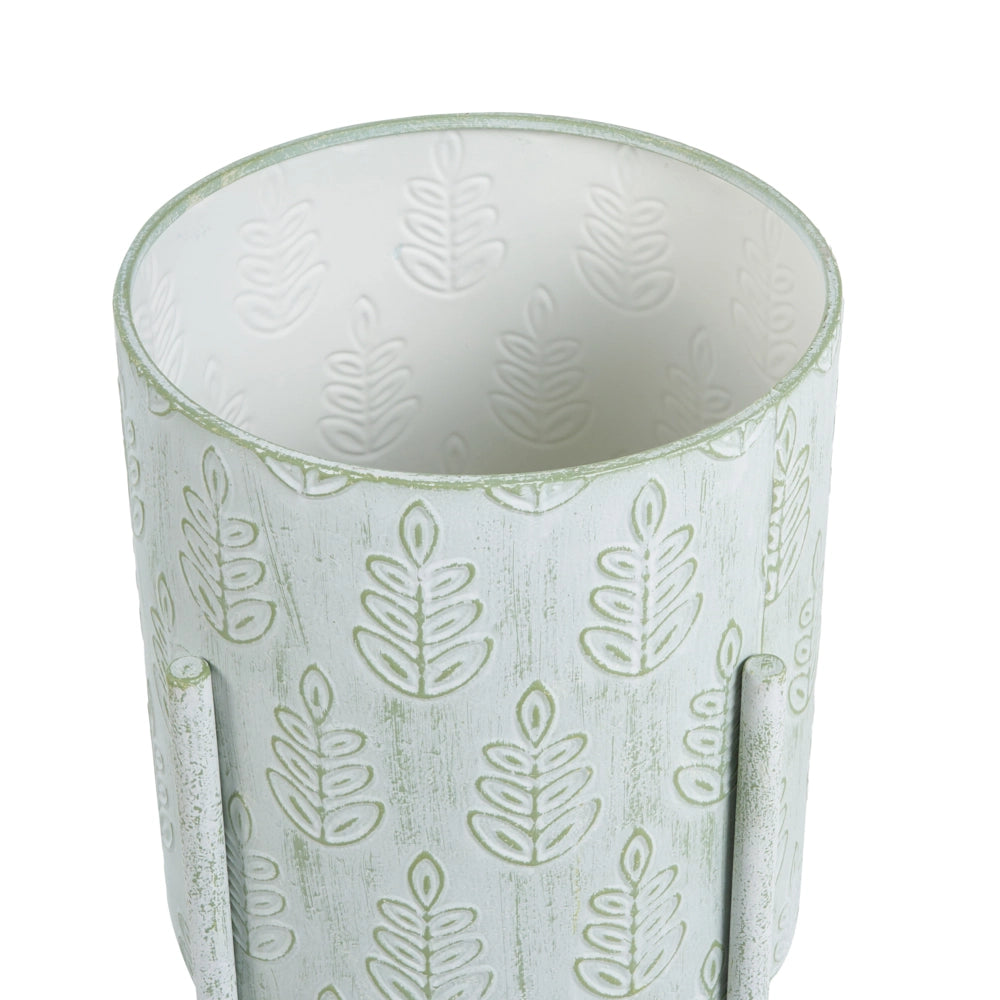 Portavaso Portapiante da Interno in Ferro Verde Menta 35 x 35 x 58 cm Stile Rustico Effetto Vissuto