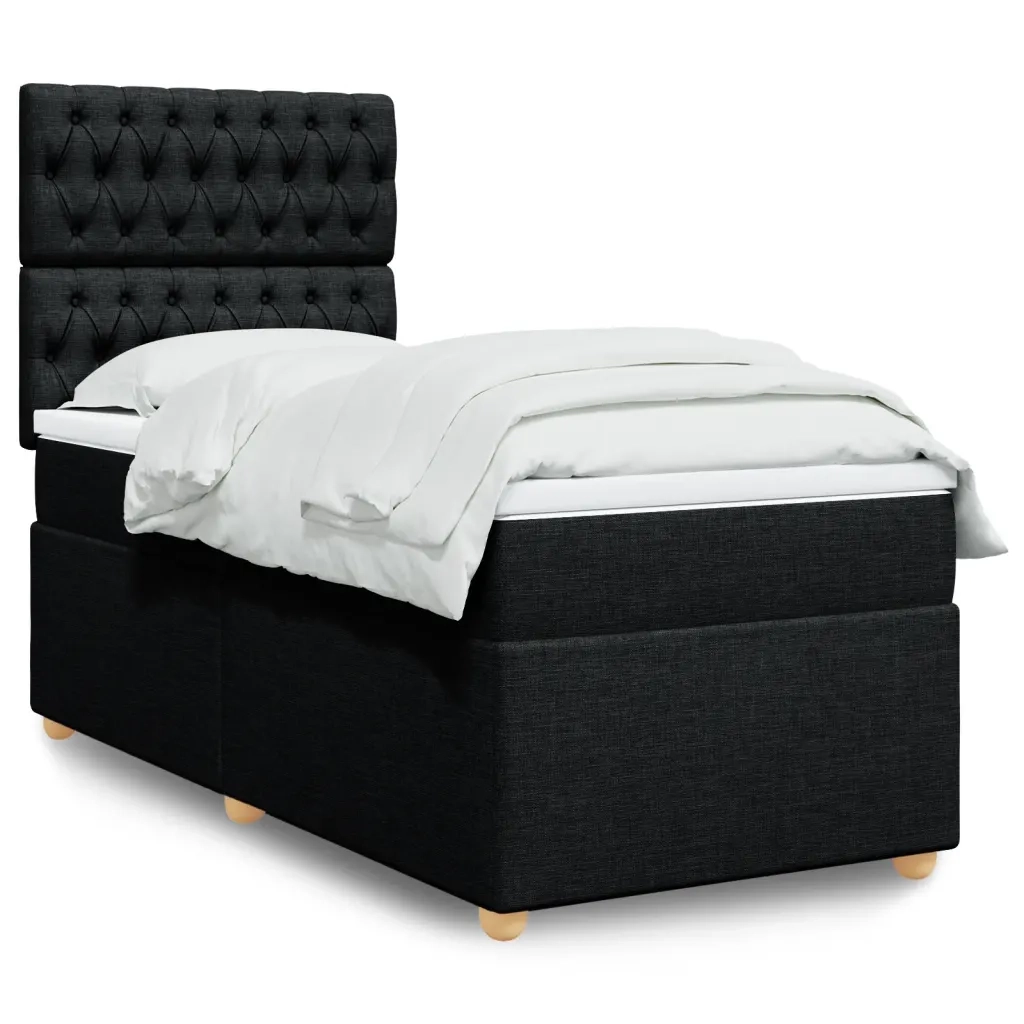 Giroletto a Molle con Materasso Nero 90x200 cm in Tessuto 3291172