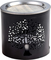Bruciatore di legna con griglia - RVS - altezza 6 cm - nero - manufatto a mano - tema albero della vita