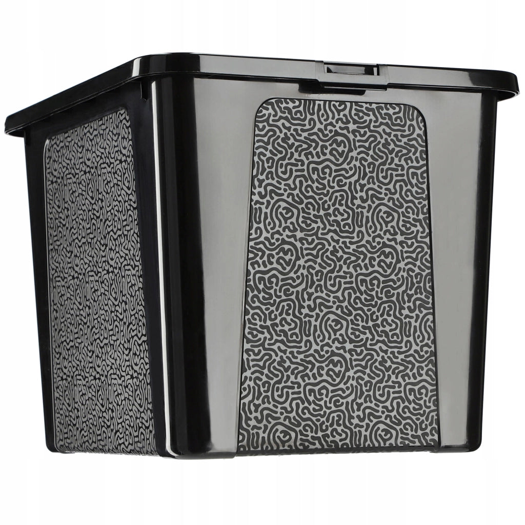 Contenitore in plastica KADAX da 30 litri con coperchio, nero, con chiusura a chiave, grande scatola organizer.