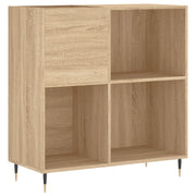 Mobiletto porta dischi pratico per vinili 84,5 x 38 x 89 cm stile industriale legno composito rovere Sonoma 02_0049162