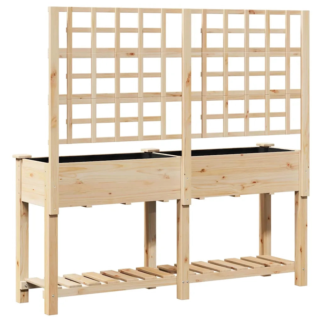 Fioriere | Cassetta per fiori | Vaso da giardino con lo scaffale Beige 161 x 46 x 152,5 cm