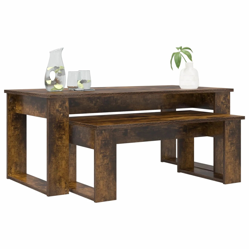 Set di Tavolini da Caffè 2 pcs Rovere fumé Legno multistrato 8000136