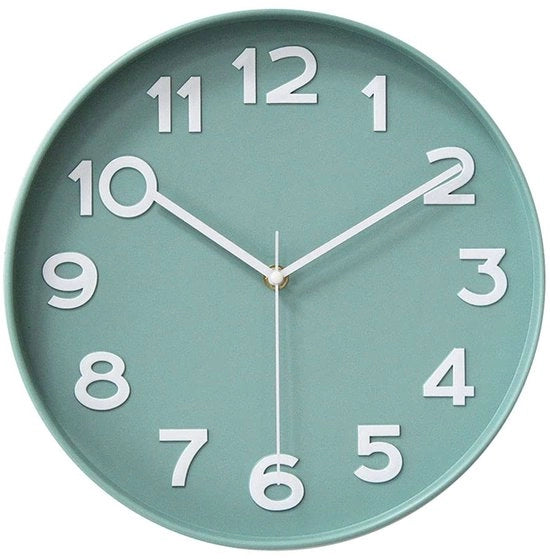 Orologio a Parete Radiocomandato 30 cm Silenzioso Orologio da Parete Senza Suono di Giro, Moderno Orologio a Batterie per Casa, Cucina, Salotto, Ufficio, Decorazione da Parete (Verde Scandivano)