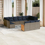 Set Divani da Giardino 13 pz con Cuscini Grigio in Polyrattan 3228140